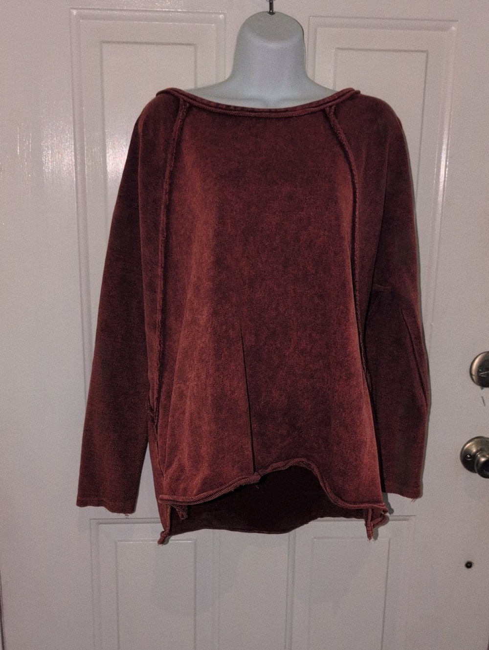 Women's Washed Rust Pullover Sweater